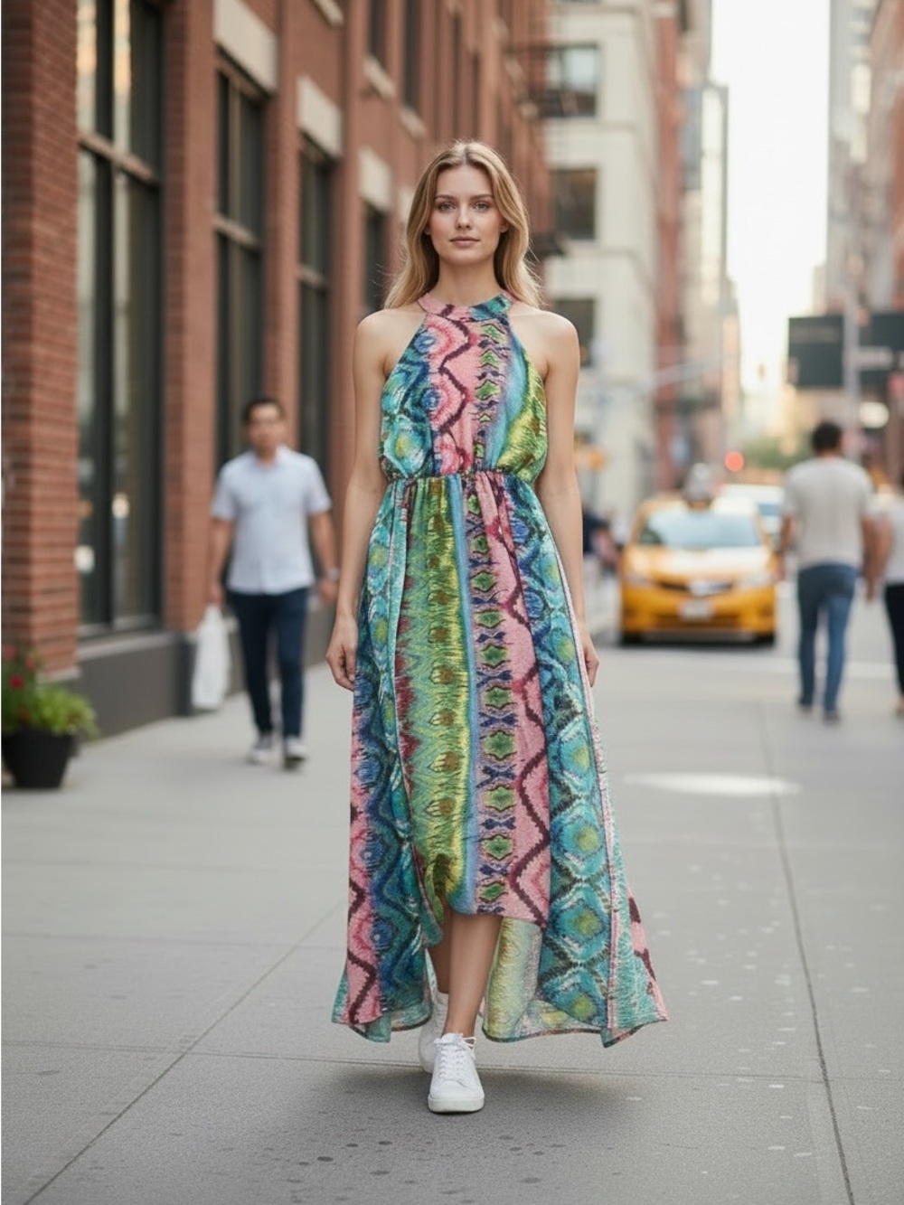 USA Made - Savannah Rae- Multicolor Halter Maxi Dress